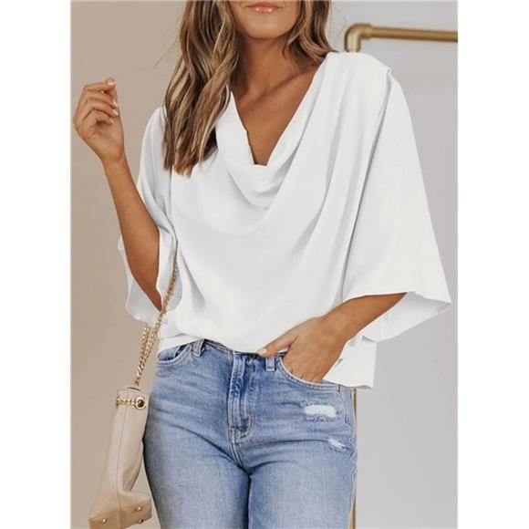 Womens Blouses and Tops Short Sleeve Chiffon Shirts and Tops - Picture 3 of 6